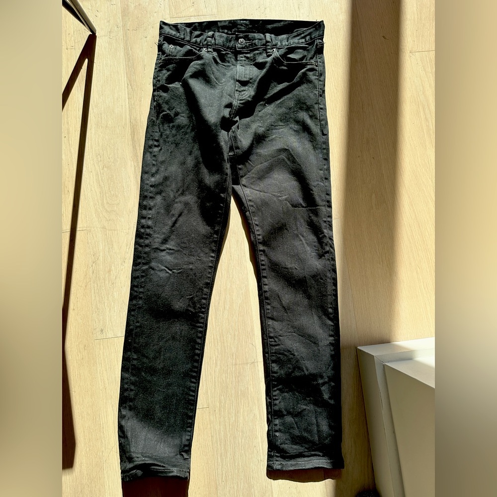 Uniqlo Black Selvedge Slim Fit Straight Jeans 30 x 32